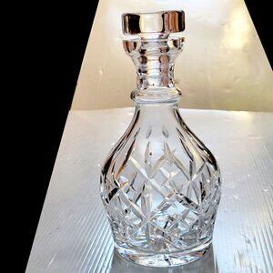 vntg Waterford Crystal WAT10 Lismore 9.5" Wine Decanter w/ Flat Top Stopper Rare